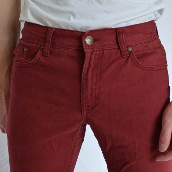 Dark Red Slim-Straight Chino Pants - Picture 2 of 4